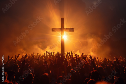 Christian worshipping crowd 