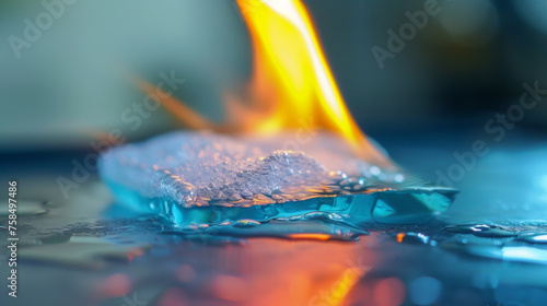 A closeup of a small aerogel sheet being held up against a flame miraculously remaining cool to the touch. In addition to its insulating properties aerogel is also being studied