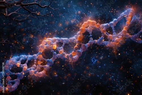 生命の輝きを映す、ダイナミックなDNA抽象画 30