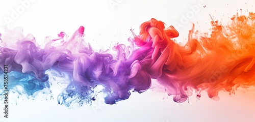 Colorful smoke splash over white background, bright colors, abstract background for presentations