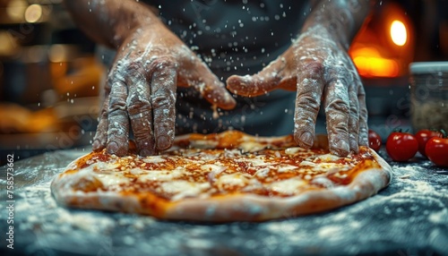 Chef Makes Authentic Italian Pizza Dough. Pizza ready to bake