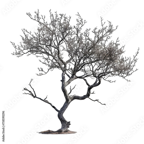 Blackthorn tree on isolated background