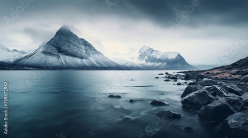 Beautiful landscape with mountains reflected in the lake