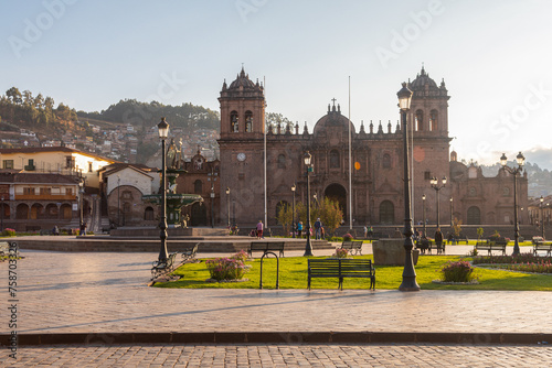 street view of cusco inka town, peru 