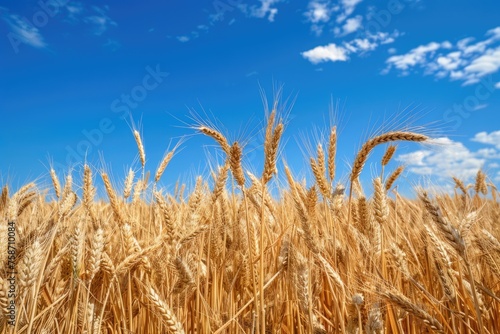 Wheatfield and Blue Skies in Summer. Nature's Tranquility in Provence's 