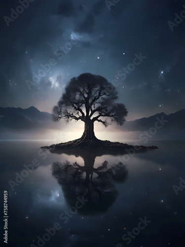Lone tree with beautiful scenery in various changing natural forms 74