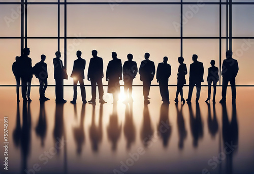 Group diversity silhouette multiethnic people from the side. Community of colleagues or collaborators Concept of bargain agreement or pact