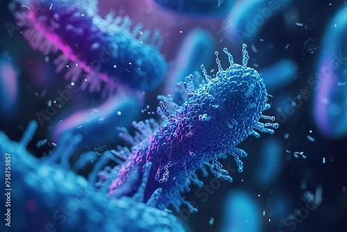 Micro bacterium and therapeutic bacteria organisms. Microscopic salmonella, lactobacillus or acidophilus organism. Abstract biological vector background