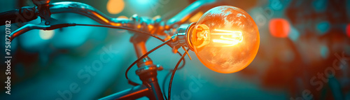 Bicycle, Reusable Water Bottle, Energy-Efficient Light Bulbs, advocating for a greener future Realistic, Overcast, Chromatic Aberration