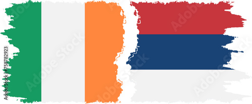 Serbia and Ireland grunge flags connection vector