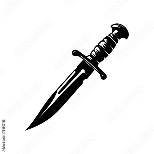 silhouette of a military dagger isolated on a white background. Vector logo.