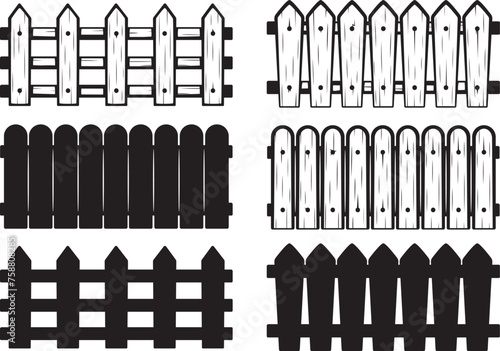 Farm fence, wood fence, fence, fence clipart, fence silhouette, fence cut file