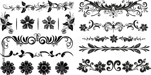 floral dividers and flower silhouettes for your design