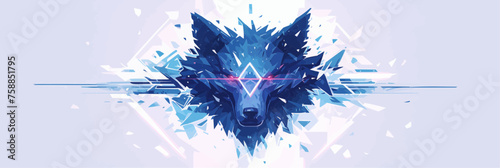 A flat and stylized 2D logo representing a wolf head in an abstract design
