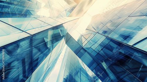 Multiple exposure background of modern abstract glass buildings