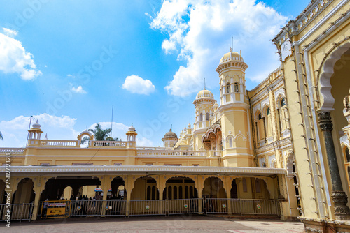 Beautiful view of royal Mysore Palace, also known as Amba Vilas Palace, is a historical palace and a royal residence. It is located in Mysore, Karnataka, India