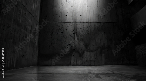 Minimalist Concrete Studio: Dark Room with Empty Space and Textured Walls