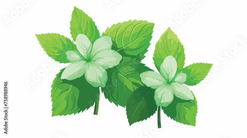 Mint leaves icon flat vector isolated on white background