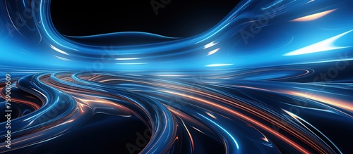 abstract blue background with glowing lines, Abstract Blue Swirls