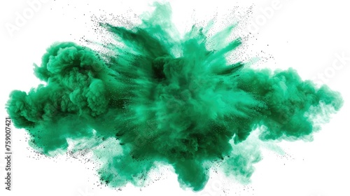 Vibrant Green Powder Burst on Isolated Background