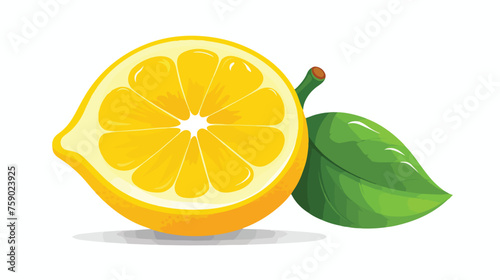 Yellow lemon isolated on white background. Flat style