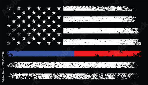 Thin Blue And Red Line Flag Vector