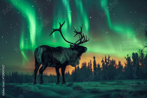  majestic reindeer under the aurora borealis