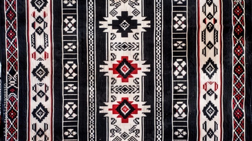 a pattern with a Middle Eastern influence, specifically resembling the Arabian Sadu weaving style.