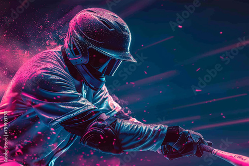 Cineastisches Baseballspiel: Dramatische Illustration eines Sportlers perfekt inszeniert für Werbezwecke