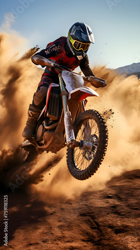 Adrenaline-fueled Capture of a Dirt Bike Rider Mastering a Jump - Extreme Sports Photography
