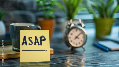 ASAP prominently handwritten in bold, black ink, symbolizing the importance of time management and the urgency of tasks requiring immediate attention.