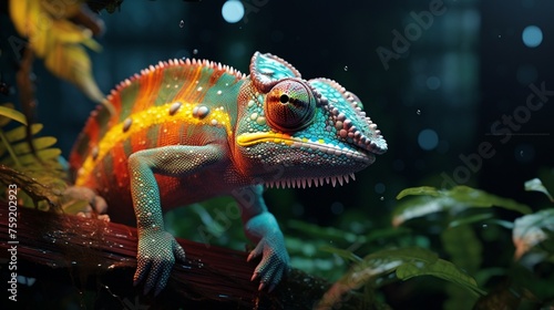 As it moves, the chameleon's scales catch the light, creating a dazzling spectacle for any who may happen to watch.