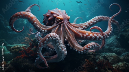 Lose yourself in the mesmerizing textures of an octopus as it moves with fluid grace beneath the waves.