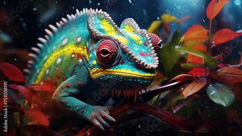 The chameleon's colors seem to shift and change with its mood, a living expression of its inner world.