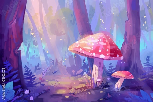 mushroom in the forest background vector illustration