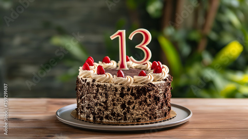 Bolo de aniversario com o numero 13