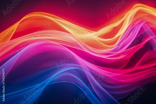 Vibrant Abstract Colorful Waves Background with Smooth Silk Fabric Texture in Blue, Pink, and Orange