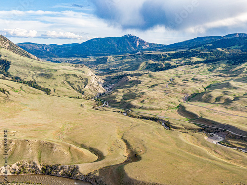 Aerial View of Gardiner and Yellowstone River