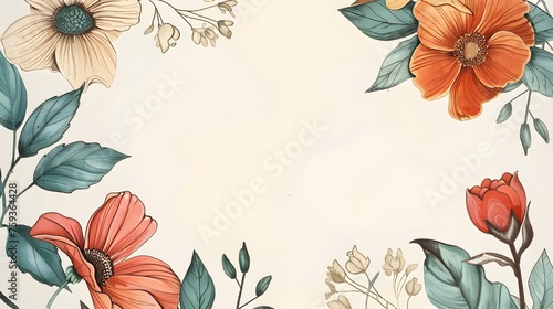 Flat decorate leaves Background autumn and spring theme concept. layouts, copy space. mockup. presentation. banner