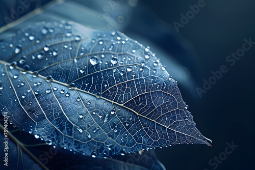 A translucent leaf with pulsating digital lines representing data flow, against a pitch - black background.
