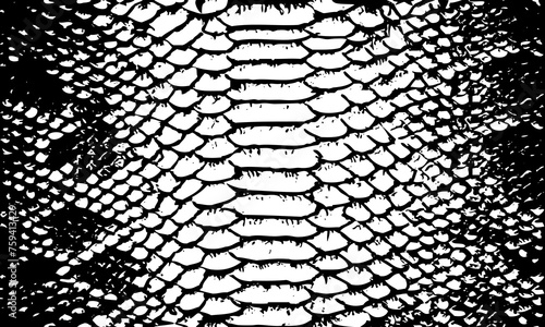 texture pattern black white snake crocodile reptile seamless repeat. Amazing hand drawn vector illustration. Print
