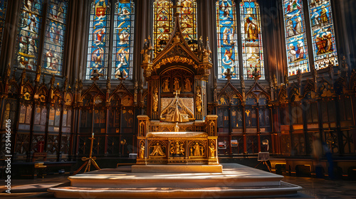 The Coronation Chair, known as St Edward's Chair or King Edward's Chair 1300. Used for coronation of all British monarchs. generative ai