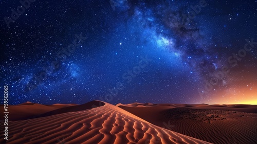 A Majestic Night Landscape of the Sahara Desert