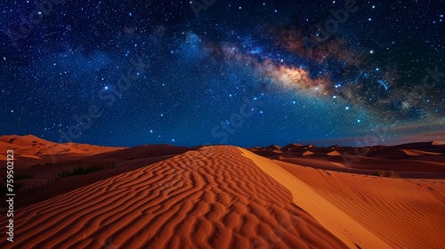 A Majestic Night Landscape of the Sahara Desert
