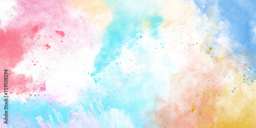 Abstract background with blue and pink watercolor paint. abstract color powder explosion on white background. Freeze motion of dust splash. Artwork for creative banner, card, template, design vector.