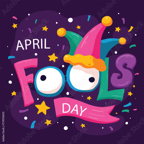 Happy April Fools' Day Celebration Illustration wearing a Jester Hat and Surprise for Web Banner or Landing Page in Flat Cartoon Hand Drawn Templates