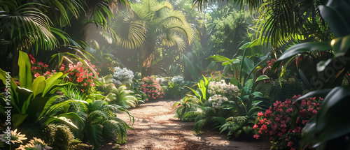 Photorealistic 8K image of a virtual reality garden