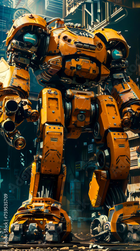 A hulking robot powered by diesel engines. mobile phone wallpaper
