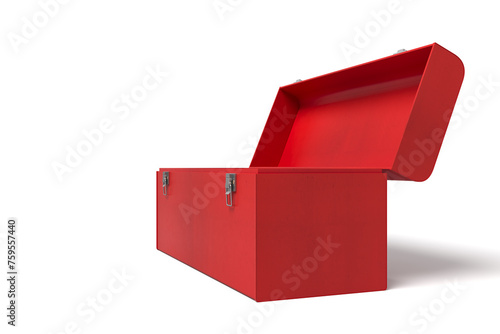 Open red toolbox on white, with shadow