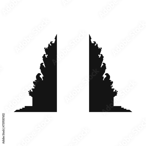 Balinese gate silhouette, etnic balinese gate vector silhouette, Bali, Indonesia